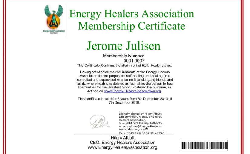 Jerome Julisen ordinary member - upgraded to reiki practitioner later